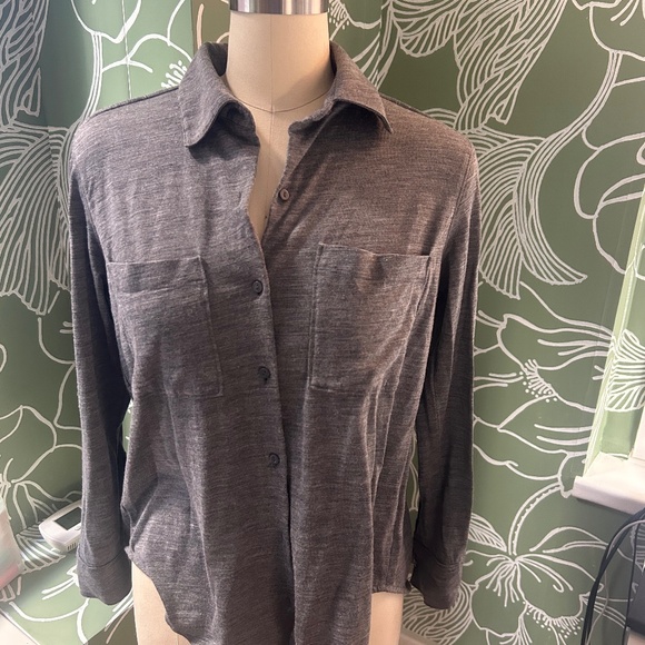 Club Monaco Refined Utility Shirt Wool Blend Charcoal Grey Size Small - Picture 3 of 7